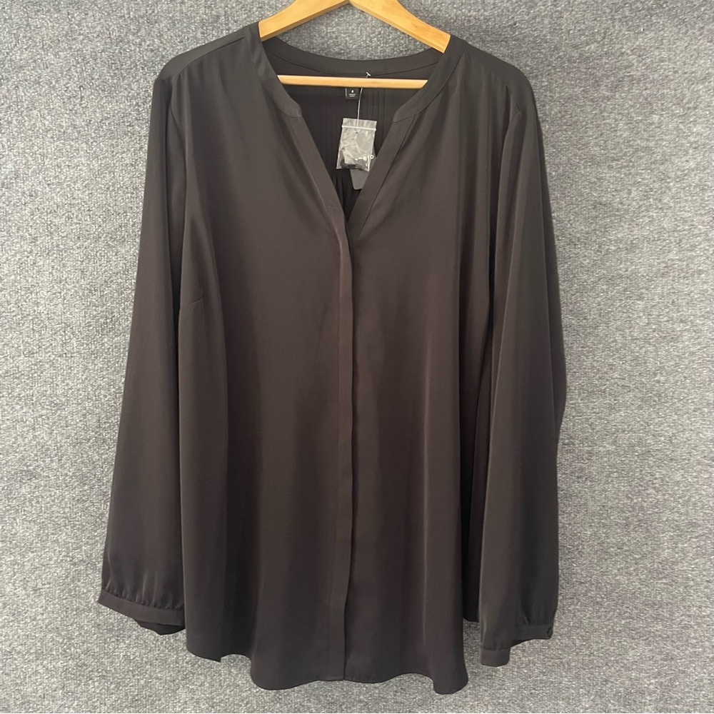 TORRID Womens Black Button Up Top Size 4X Long Sleeve Career Office